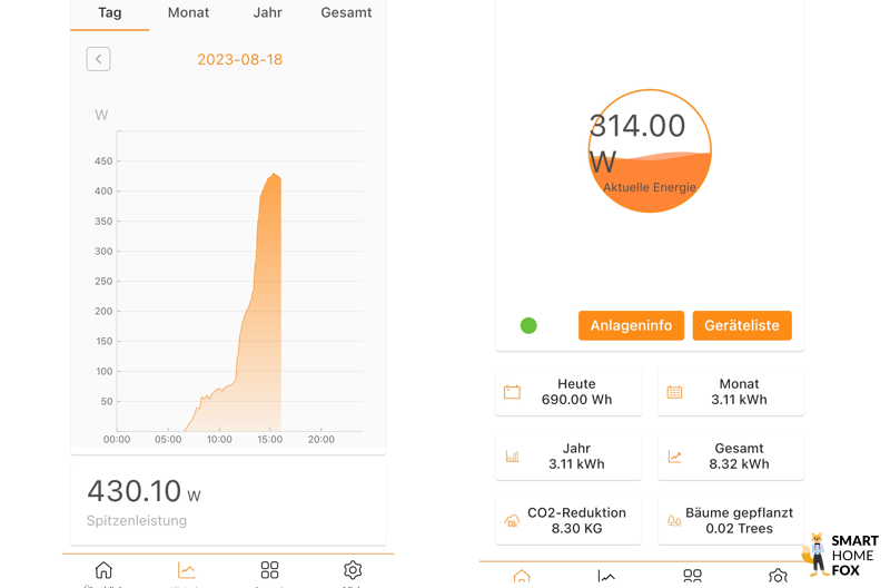 Zwei Screenshots aus der Talent Home App